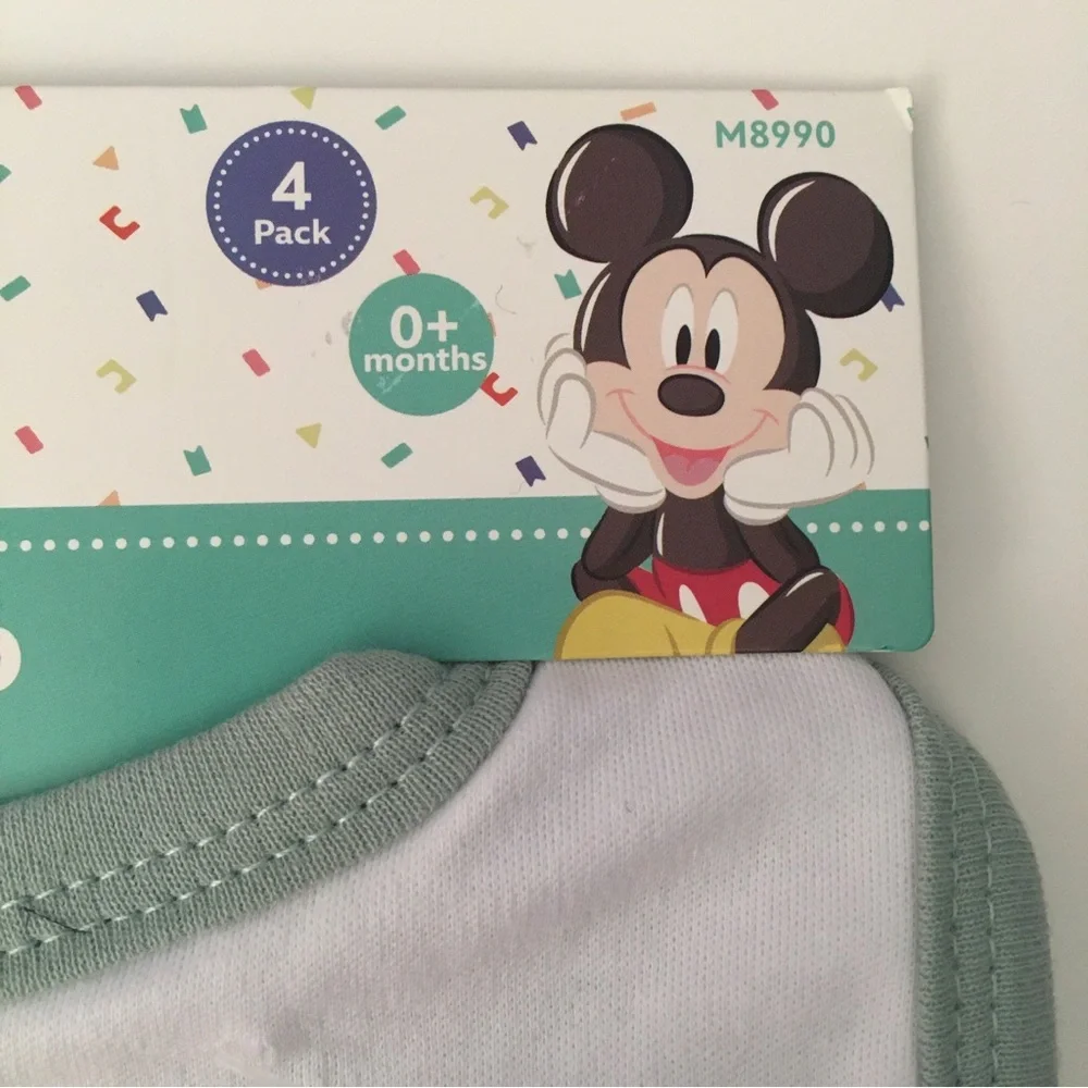 Disney Baby 4 Bibs Mickey Mouse Theme NEW Cotton Polyester